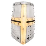 Crusader Knight Pot Helm Battle Ready with Brass Cross