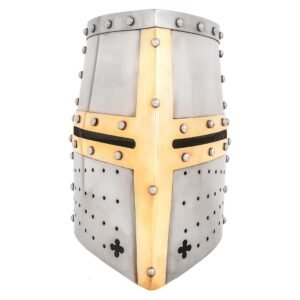 Crusader Knight Pot Helm Battle Ready with Brass Cross