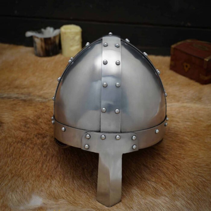 Medieval Norman Nasal Steel Helmet with Leather Liner