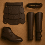 Medieval Leather Armor Parts Belts, Tassets, Arm & Leg Guards (2)