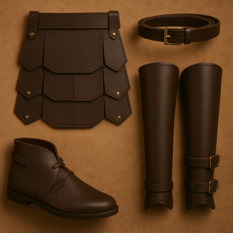 Medieval Leather Armor Parts Belts, Tassets, Arm & Leg Guards (2)